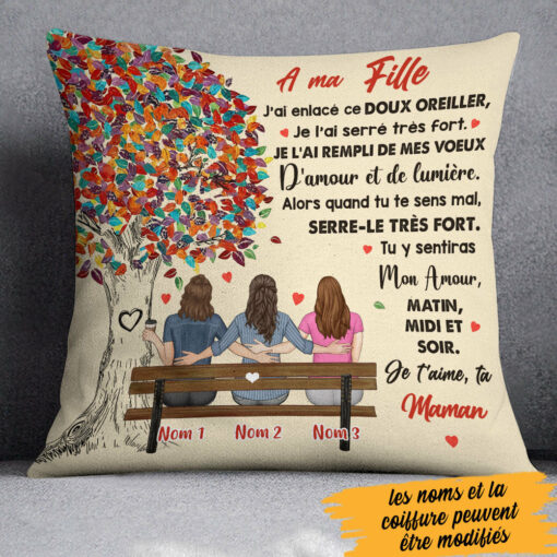 Personalized Mom Grandma Maman Grand-m�re French Tree Hug Pillow