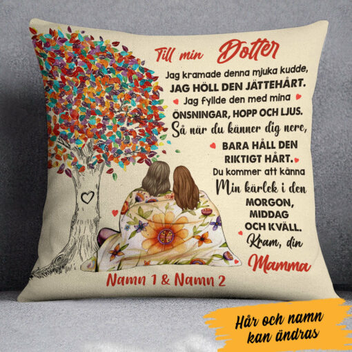 Personalized Mom Grandma Mamma Mormor Swedish Tree Pillow