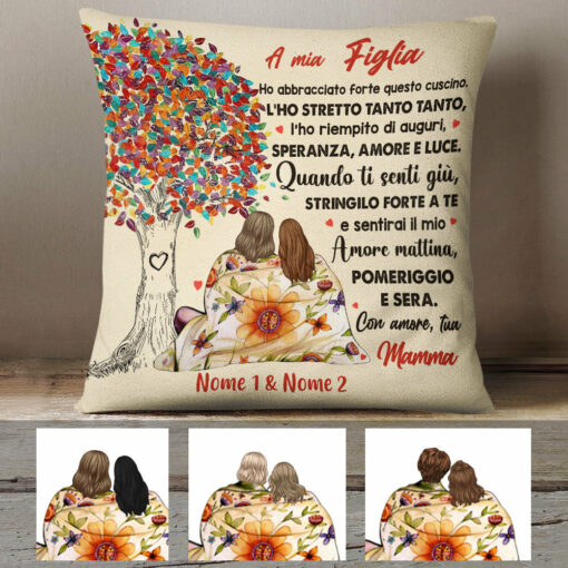 Personalized Mom Grandma Mamma Nonna Italian Tree Pillow