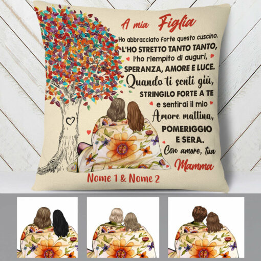 Personalized Mom Grandma Mamma Nonna Italian Tree Pillow