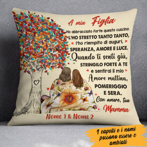 Personalized Mom Grandma Mamma Nonna Italian Tree Pillow