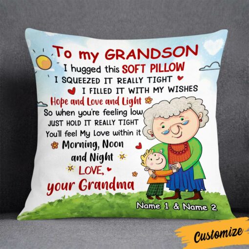 Personalized Mom Grandma Son Grandson Pillow