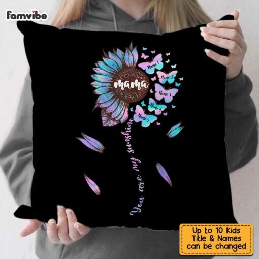 Personalized Mom Grandma Sunflower Pillow