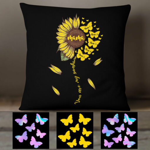 Personalized Mom Grandma Sunflower Pillow