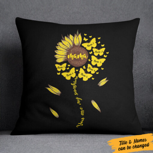 Personalized Mom Grandma Sunflower Pillow