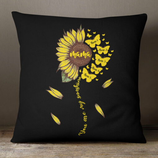 Personalized Mom Grandma Sunflower Pillow