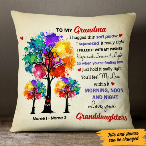 Personalized Mom Grandma Tree Love Pillow