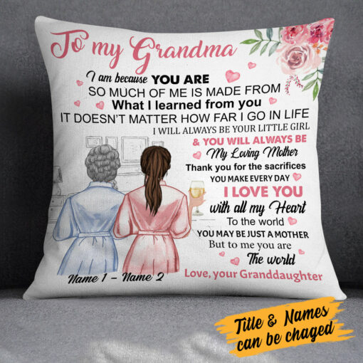 Personalized Mom Grandma You Are My World Pillow