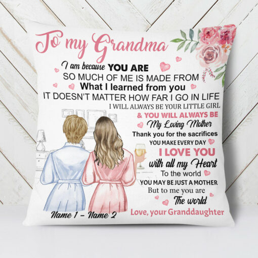 Personalized Mom Grandma You Are My World Pillow