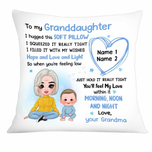 Personalized Mom Grandma to Son Grandson Daughter Granddaughter Hug This Pillow