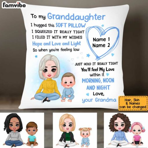 Personalized Mom Grandma to Son Grandson Daughter Granddaughter Hug This Pillow