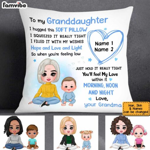 Personalized Mom Grandma to Son Grandson Daughter Granddaughter Hug This Pillow