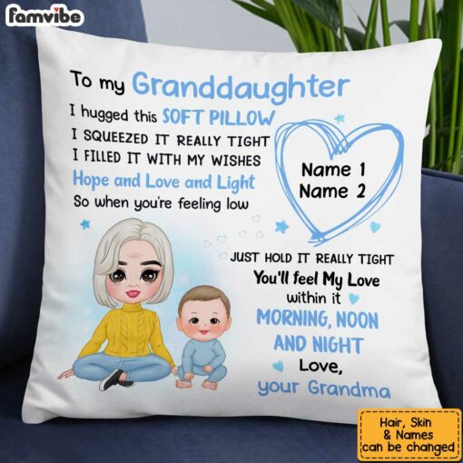 Personalized Mom Grandma to Son Grandson Daughter Granddaughter Hug This Pillow