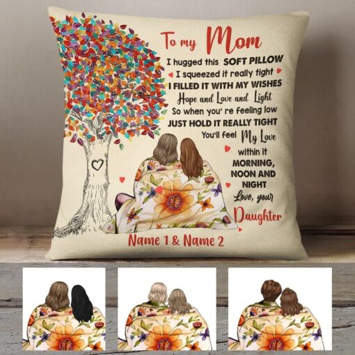 Personalized Mom Hug This Tree Pillow