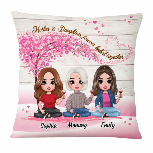 Personalized Mother Daughter Forever Linked Together Pillow