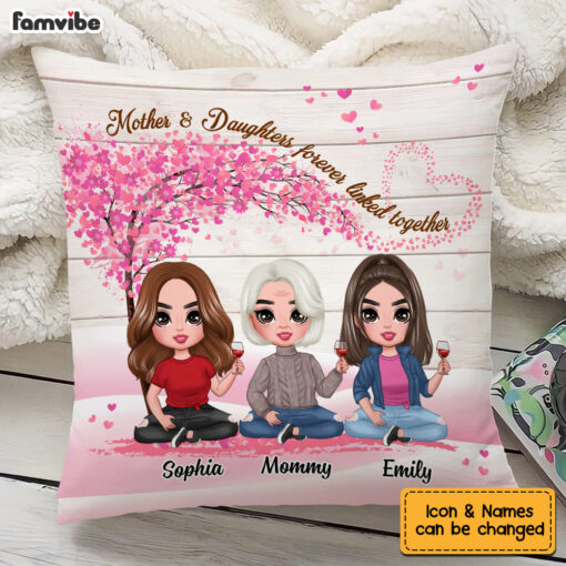 Personalized Mother Daughter Forever Linked Together Pillow