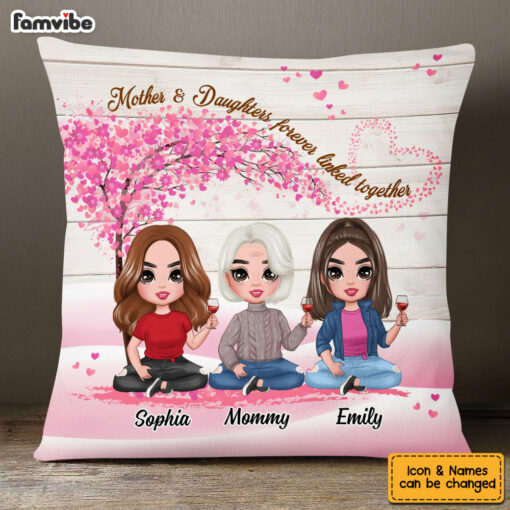 Personalized Mother Daughter Forever Linked Together Pillow