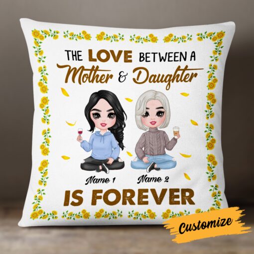 Personalized Mother Daughter Love Sunflower Pillow