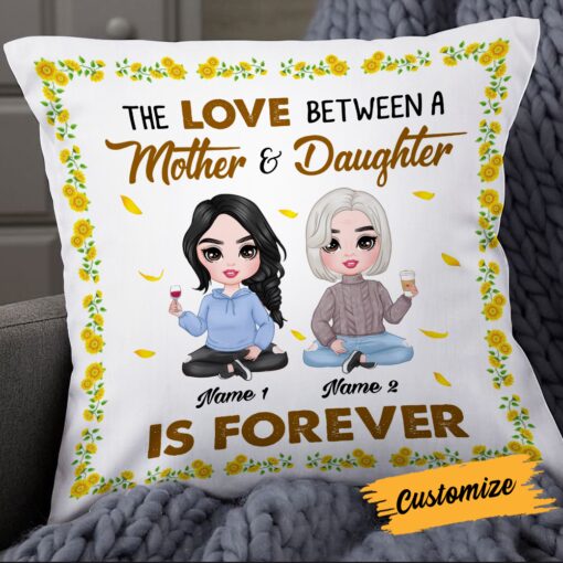 Personalized Mother Daughter Love Sunflower Pillow