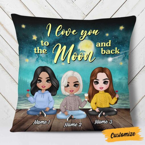 Personalized Mother Daughter Love To The Moon Pillow