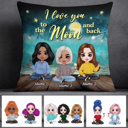 Personalized Mother Daughter Love To The Moon Pillow