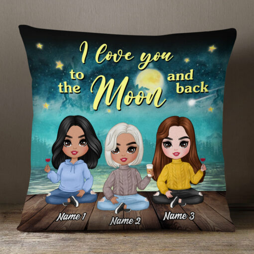 Personalized Mother Daughter Love To The Moon Pillow