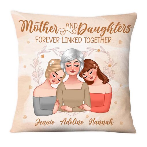 Personalized Mother & Daughters Forever Linked Together Pillow