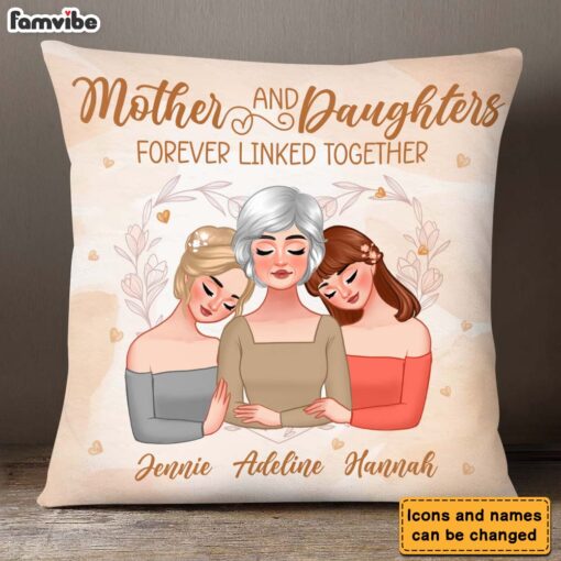 Personalized Mother & Daughters Forever Linked Together Pillow