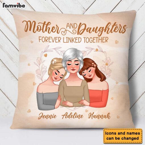 Personalized Mother & Daughters Forever Linked Together Pillow