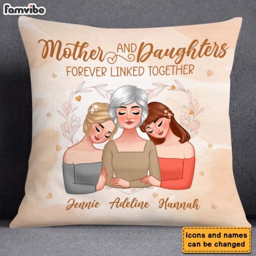 Personalized Mother & Daughters Forever Linked Together Pillow