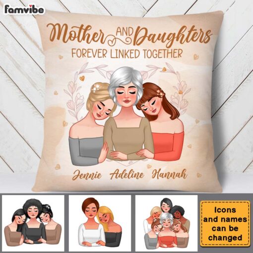 Personalized Mother & Daughters Forever Linked Together Pillow