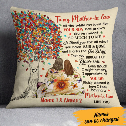 Personalized Mother In Law Tree Pillow