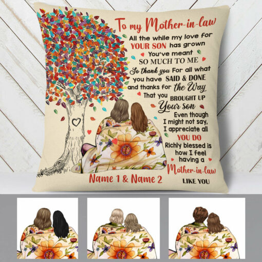 Personalized Mother In Law Tree Pillow