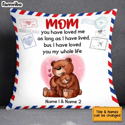 Personalized Mother’s Day Mom Grandma Bear Pillow