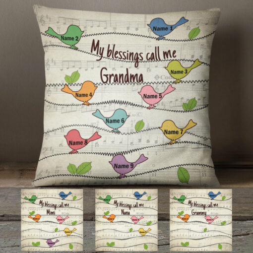 Personalized My Blessings Call Me Grandma Pillow