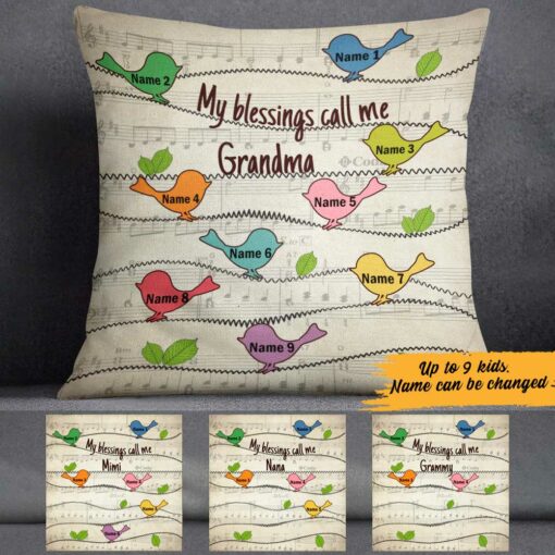 Personalized My Blessings Call Me Grandma Pillow