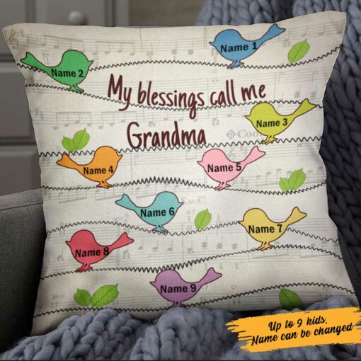 Personalized My Blessings Call Me Grandma Pillow