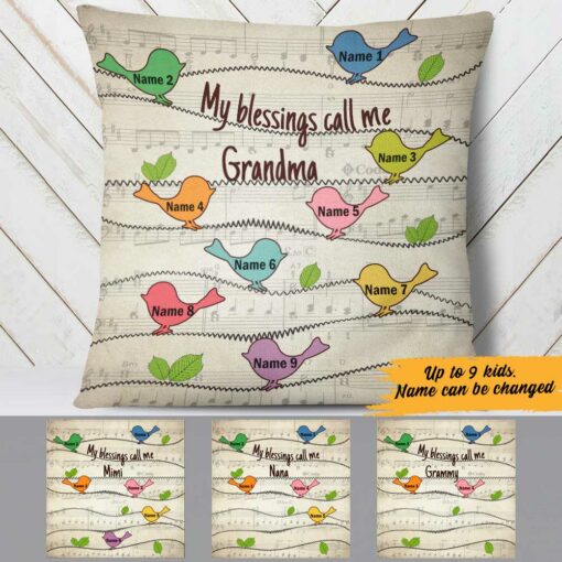 Personalized My Blessings Call Me Grandma Pillow