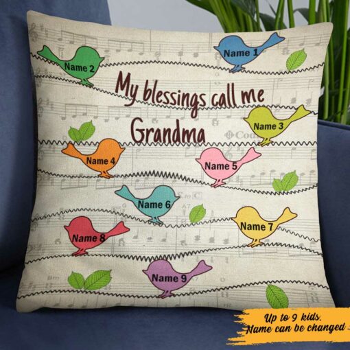 Personalized My Blessings Call Me Grandma Pillow