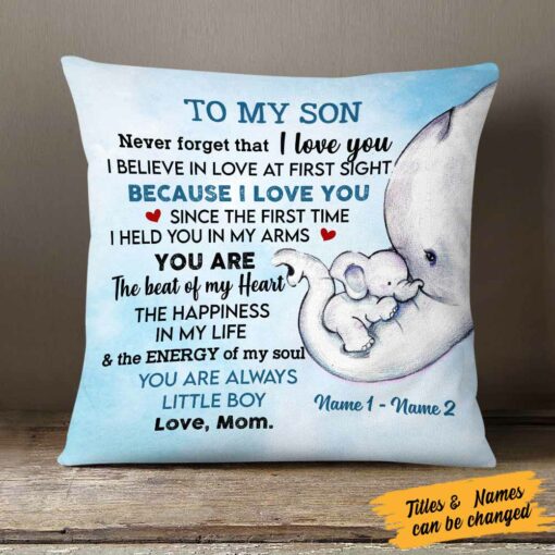 Personalized My Son Grandson Elephant Pillow