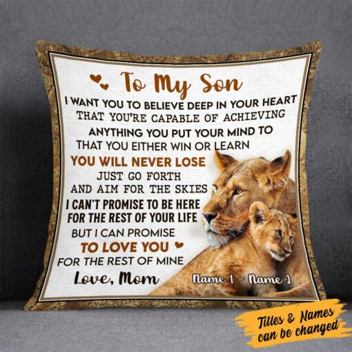 Personalized My Son Grandson Lion Pillow