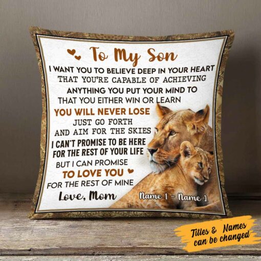 Personalized My Son Grandson Lion Pillow