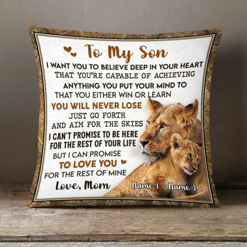 Personalized My Son Grandson Lion Pillow