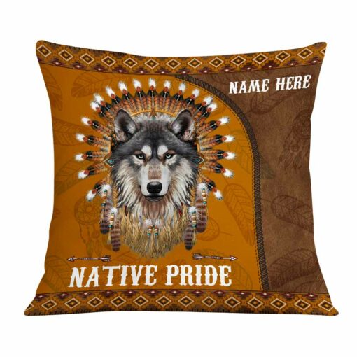 Personalized Native American Wolf Pillow