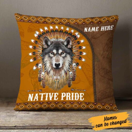 Personalized Native American Wolf Pillow