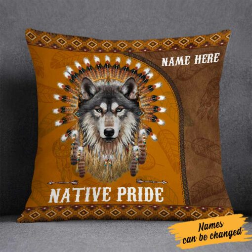 Personalized Native American Wolf Pillow