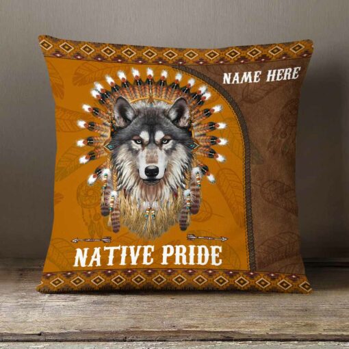 Personalized Native American Wolf Pillow