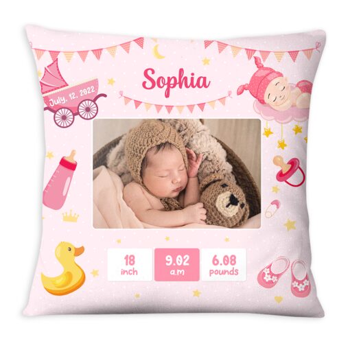 Personalized Newborn Baby Gift Cute Pattern Upload Photo Pillow