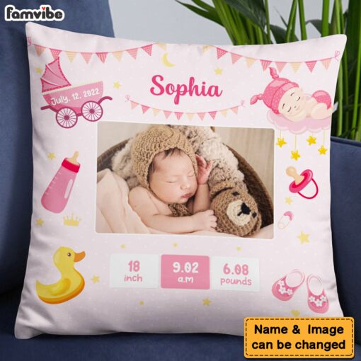 Personalized Newborn Baby Gift Cute Pattern Upload Photo Pillow