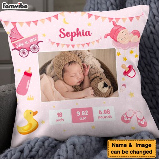 Personalized Newborn Baby Gift Cute Pattern Upload Photo Pillow